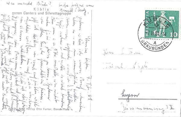 Cartoline postali: Küblis gegen Conters im Winter – Usato da Olten venduto da clotaldi 1