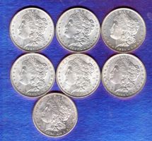 USA super dollar7 stück TIP-TOP erhaltung fast AU-UNC silber