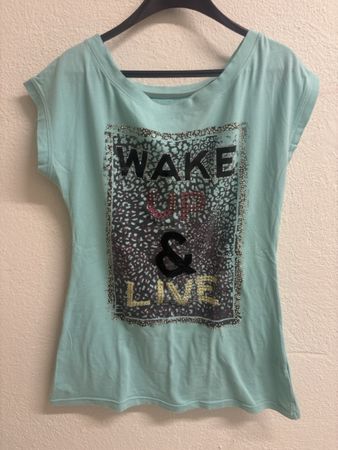 T-Shirt Damen Grösse S mintgrün mit Druck guter Zustand