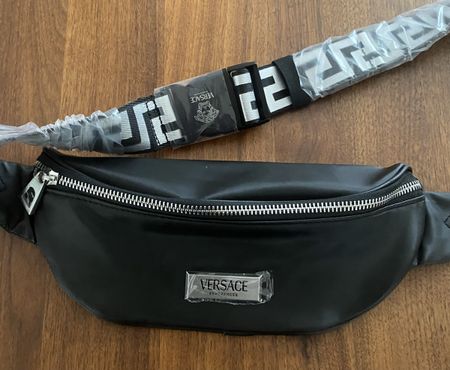 Versace Gürteltasche Nylon Schwarz Silber – NEU