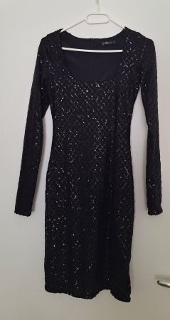 Schickes, kurzes, schwarzes Pailletten-Kleid, Grösse S