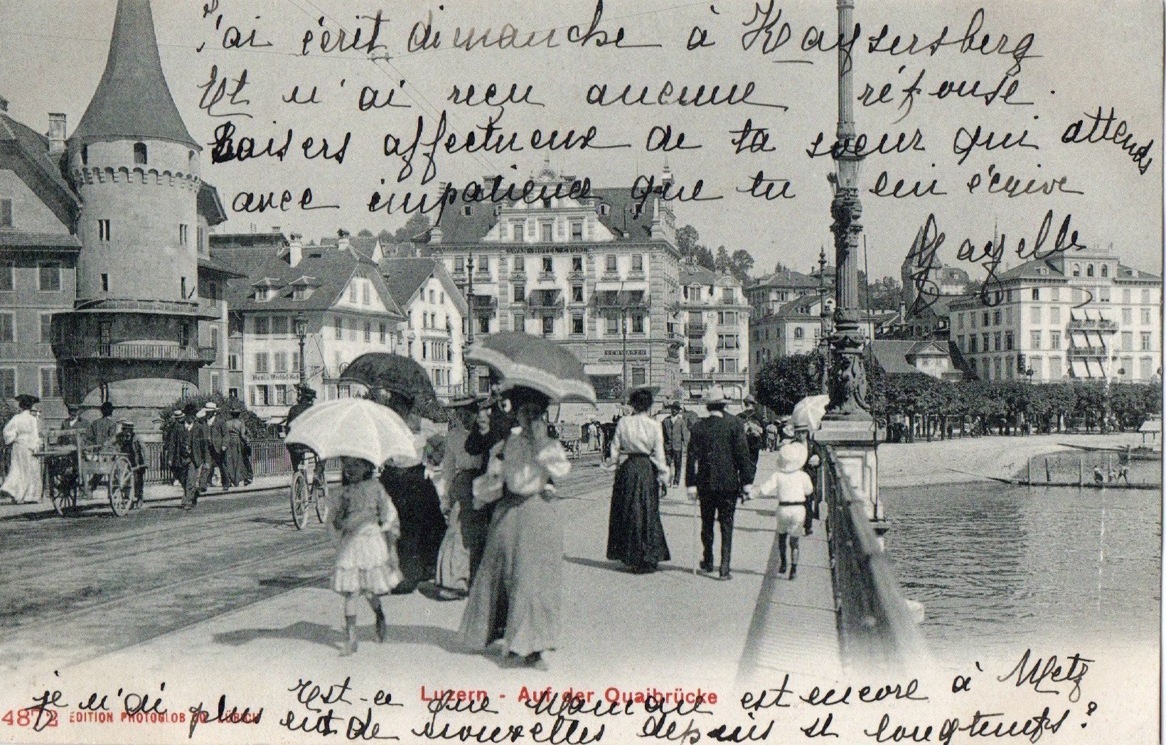 Ansichtskarten: Luzern - Auf der Quaibrücke – Gebraucht aus Melano von pisonsdro