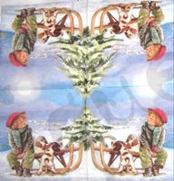 Serviette  knabe auf schlitten (w345) 2Stk.