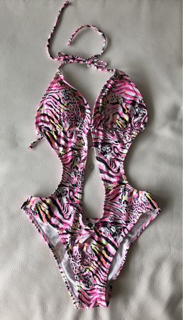 Maillot de bain 1 pièce tigré/léopard rose CH38 neuf!
