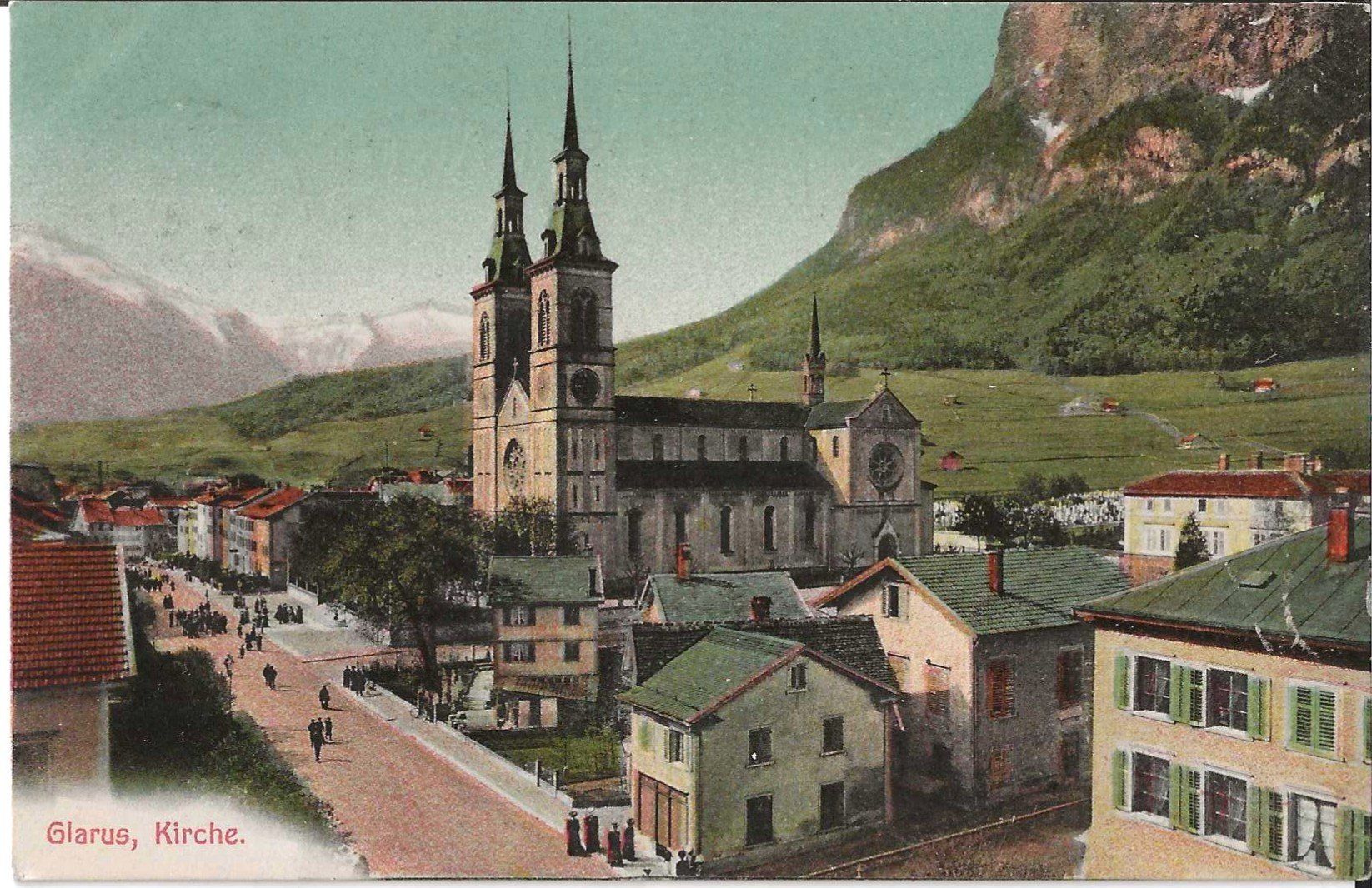 Ansichtskarten: Karte Glarus  (Kirche 1908) – Gebraucht aus Zürich von Philacat11