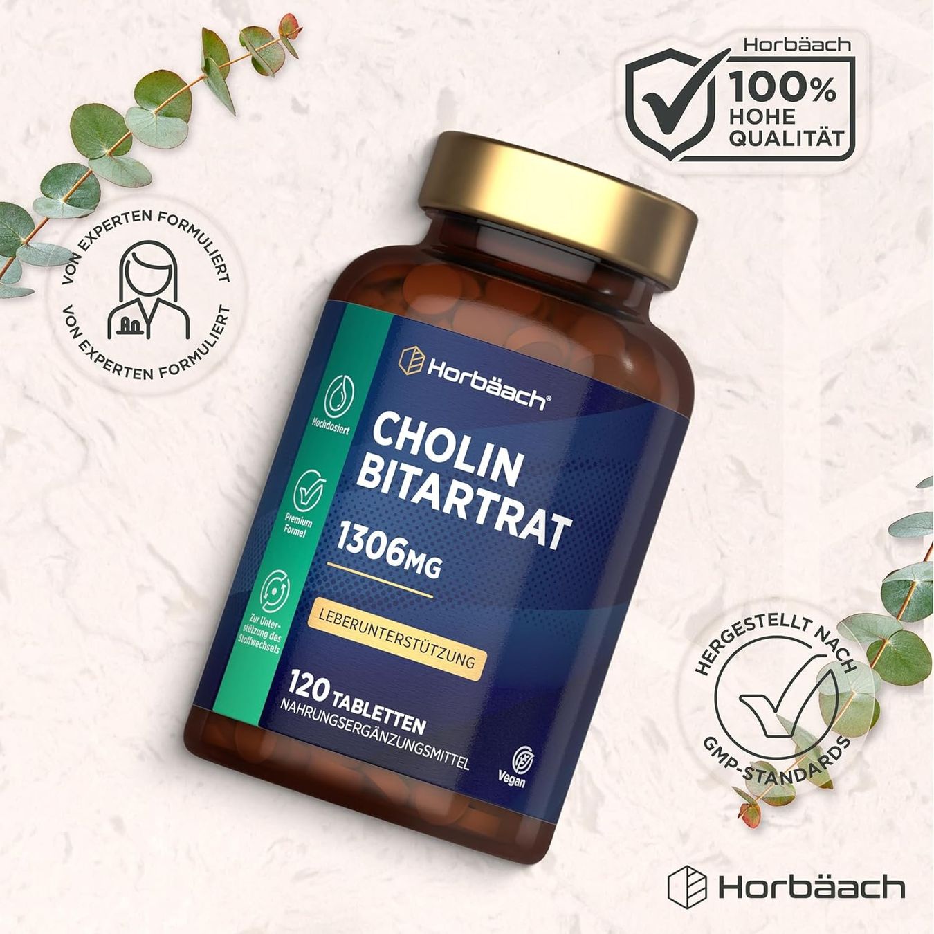 Lebensmittel & Spezialitäten: Cholin 1305 mg Tabletten 120 Stk Vegan – Neu und originalverpackt aus Suhr von SchnapperCH 5