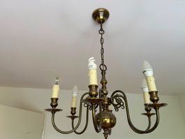 Deckenlampe 6-flammig Messing antik guter Zustand