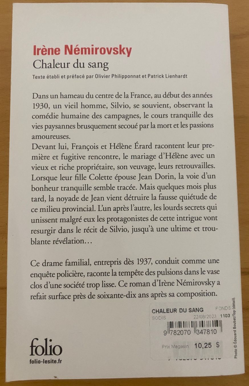 Libri: Irène Némirovsky, Chaleur du sang, Roman – Usato da Zürich venduto da Kloeschen78 1
