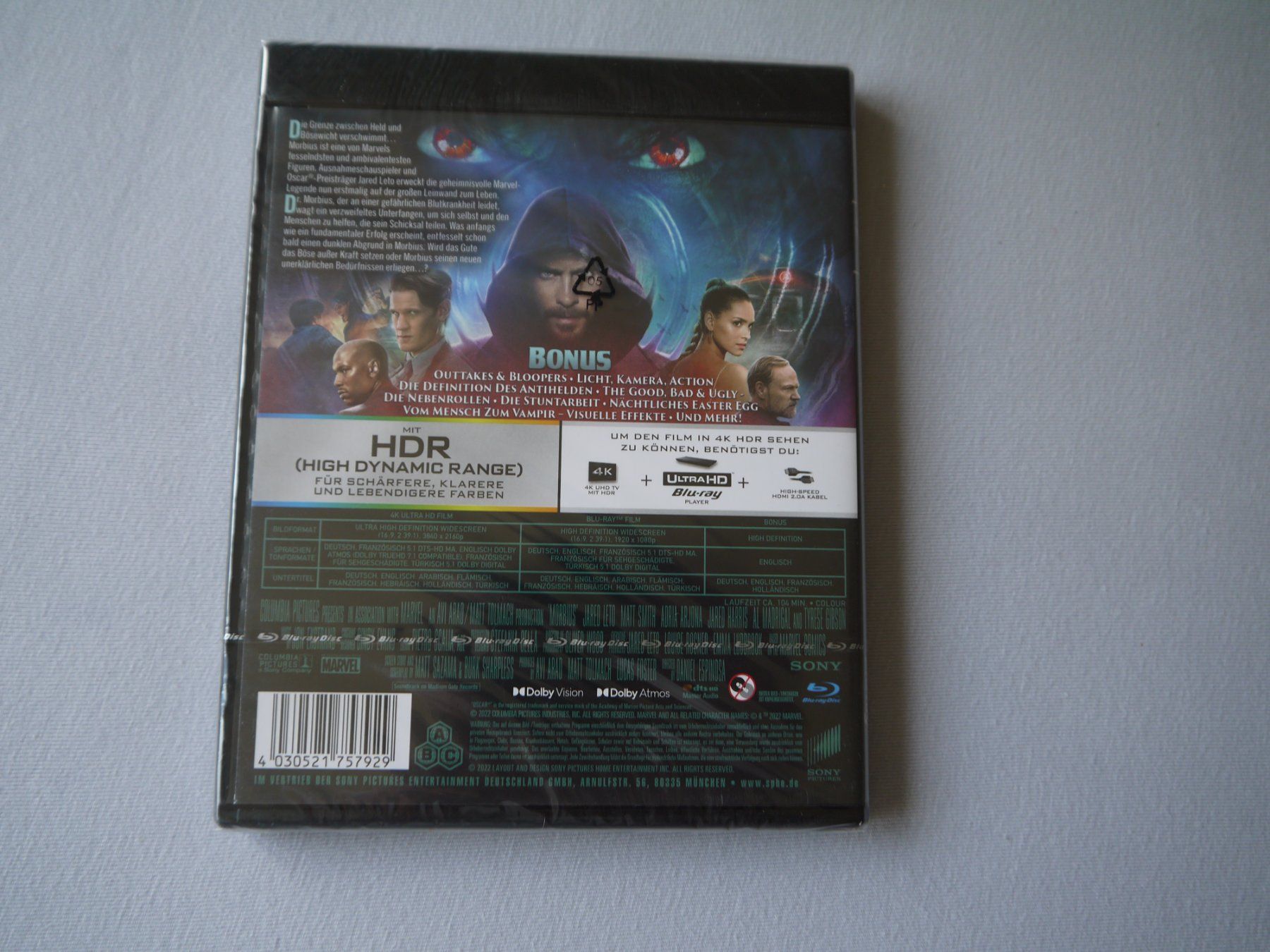 Tutti i DVDs: MORBIUS 4K UHD+ Blu Ray - neu ungeöffnet – Nuovo e nell'imballaggio originale da Hagendorn venduto da Blaf 1