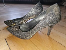 Graceland Pumps, Gr. 40, Leopardenmuster Glitzer, neuwertig