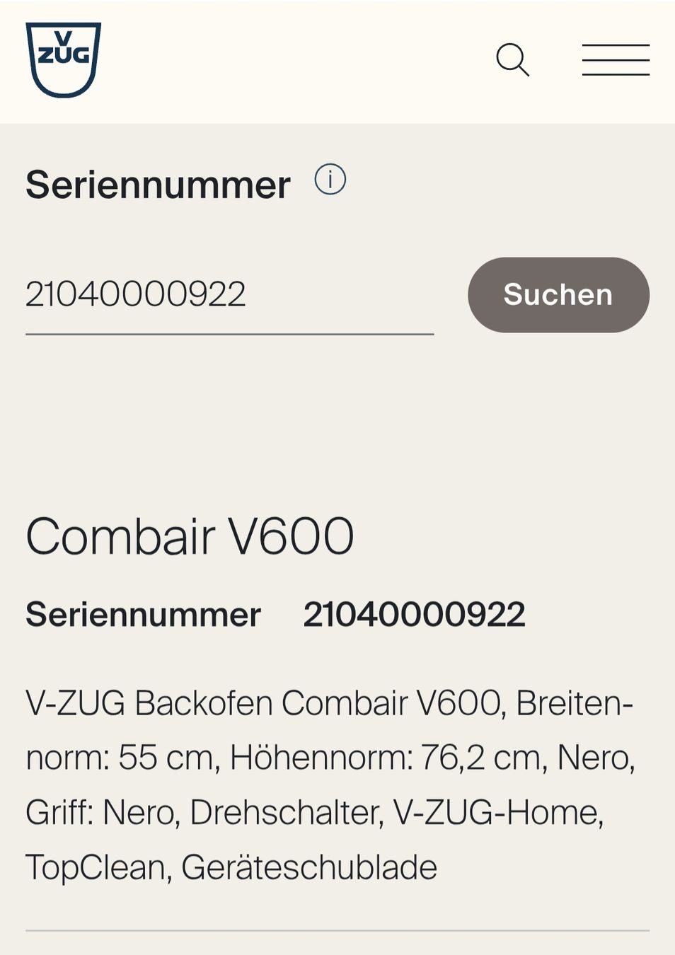 V-Zug Backöfen: V-Zug Combair V600 Einbaubackofen Nero 55cm – Gebraucht aus Rümlang von Idre 7