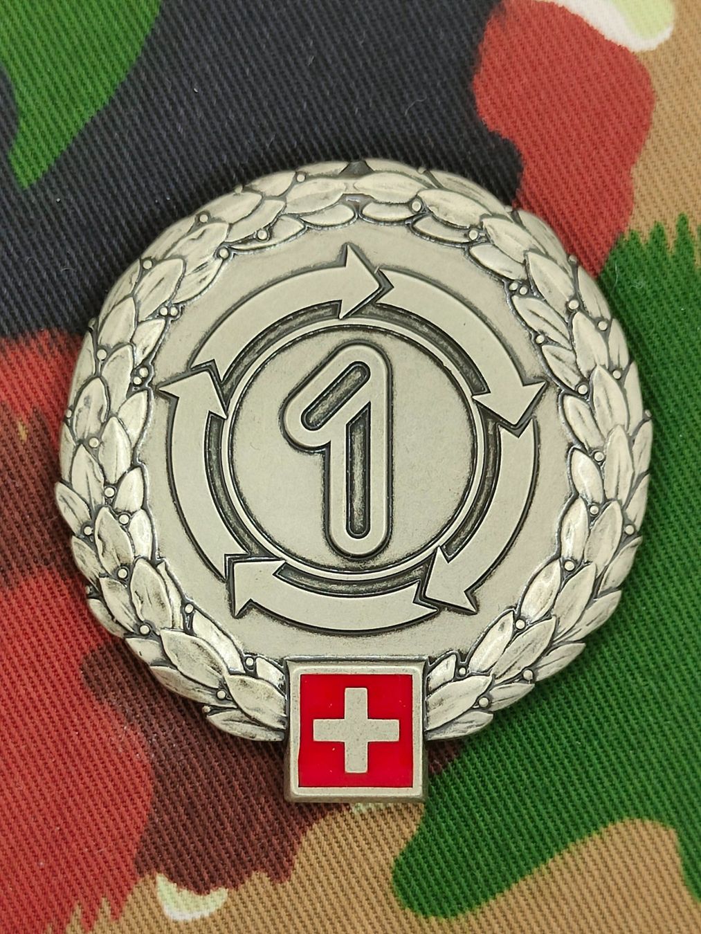 Schweizer Armee Placchette & Badge: Béretemblem Logistikbrigade 1 – Usato da Bauma venduto da SwissMilitaria