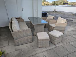 Gartenmöbel Polyrattan Sitzgruppe braun 6-teilig leicht g...