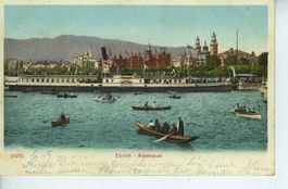 Zürich - Alpenquai mit Dampfschiff Helvetia - 1905