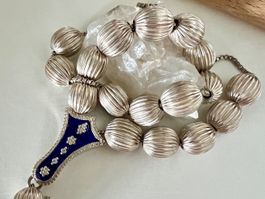 Gebetskette Tesbih-Misbaha Silber 925 17 Kugeln Emaille 38g