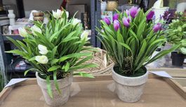 Frühlings-Deko: Kunsttulpen-Töpfe, 2er-Set, neuwertig 🌷