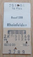 Billette Schweiz Basel SBB Rheinfelden 1/2 Preis 2. Kl. 3789