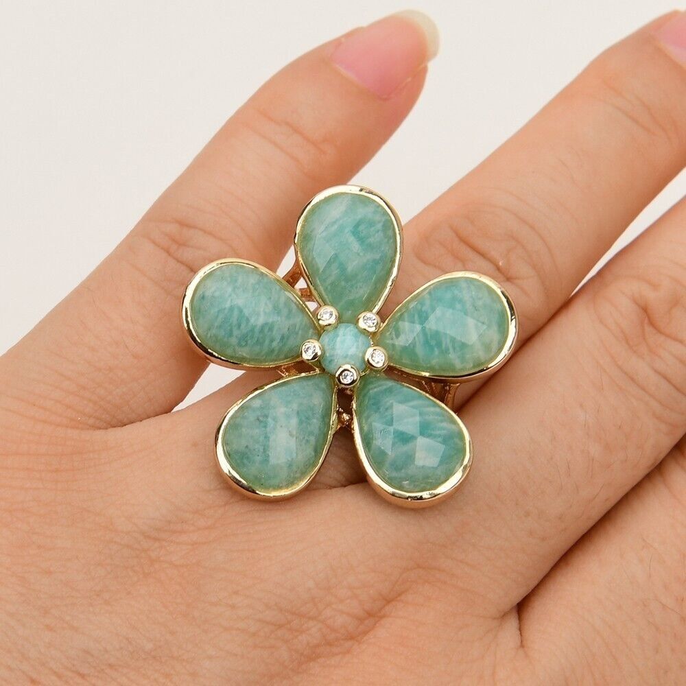 Ringe: SALE Amazonit Ring Grösse US Bague Fleur Gr. 60 ajustable – Neu (gemäss Beschreibung) aus Prilly von ilyria73 3