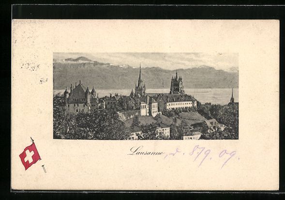 Ansichtskarten: Lausanne, Teilansicht mit Schloss, Wappe – Gebraucht aus Berlin von bartko-reher