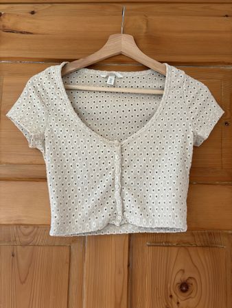 H&M Crop Top mit Lochmuster, Grösse S