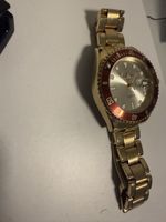 Herren Uhr Goldfarben Edelstahl Quarz neu in Box