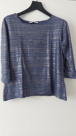 BETTY BARCLAY Shirt, Gr. 40, Blau mit Glitzer Streifen