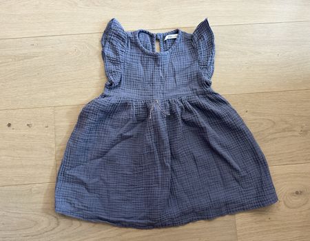 Jolie robe bleue / grise 104cm 4 ans en coton de gaze avec m