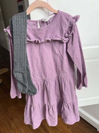 H&M Cord Dress with Tights, 122cm