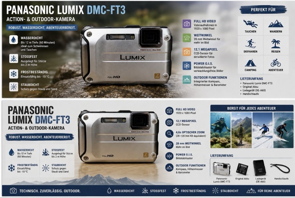 Panasonic Fotocamera: Panasonic Lumix Outdoor Aktion Kamera – Usato da Siggenthal Station venduto da DynamicLight