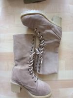 Wildleder- Stiefel, echt, 37, beige