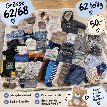 Baby Kleiderpaket 62-teilig Grösse 62/68 🥰