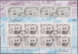 1997, Nr.927+928 Zierbögen (SE+CH) mit Ersttags-Stempel.