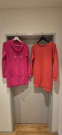 Two Ladies' Sweatshirt Dresses: Pink and Orange, S