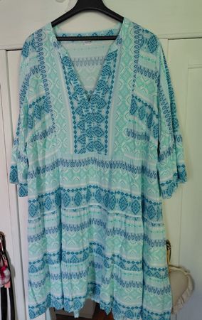 Sommerliches Kleid von Bodyflirt, türkis/weiss, Gr. 44
