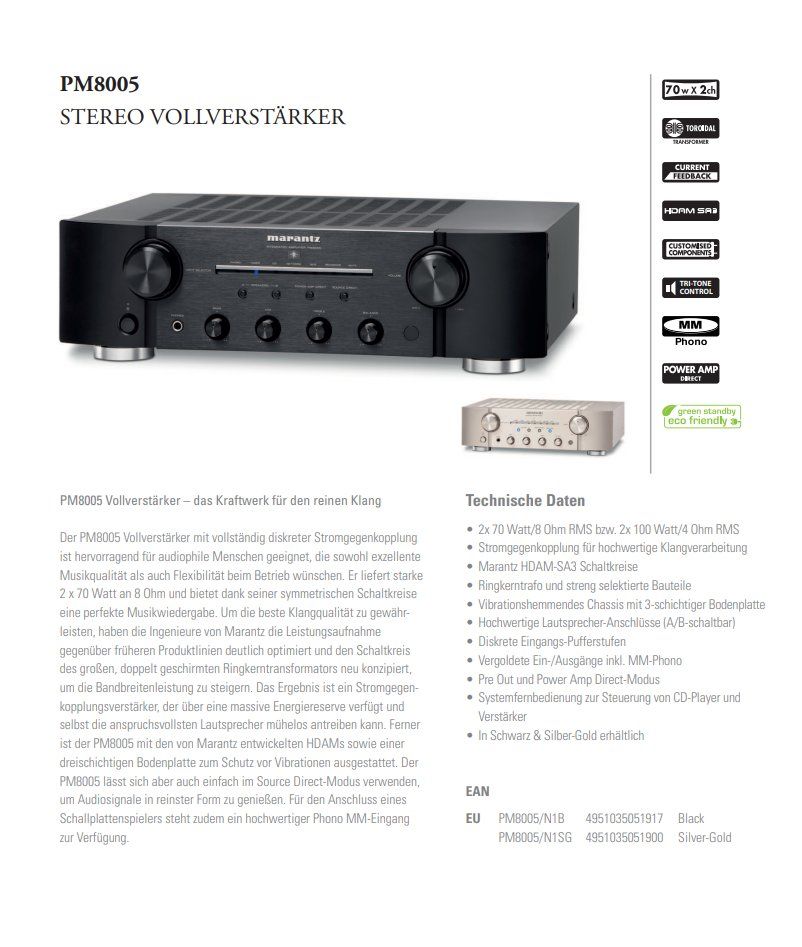 Marantz Amplificatori: MARANTZ PM 8005 Verstärker – Usato da Küttigen venduto da FuturePlanet 5