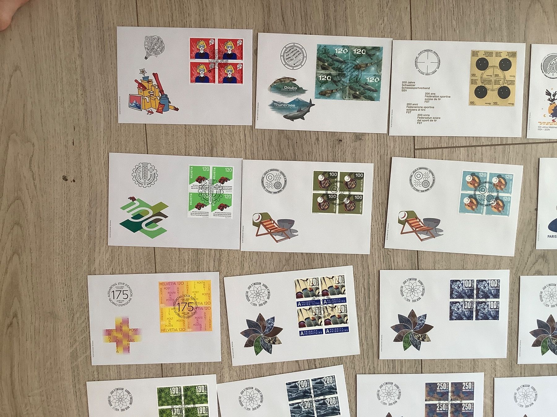 Tutti i francobolli: 50 FDC Schweiz 2024 Viererblockserien – Usato da St. Gallen venduto da herbrig2 1