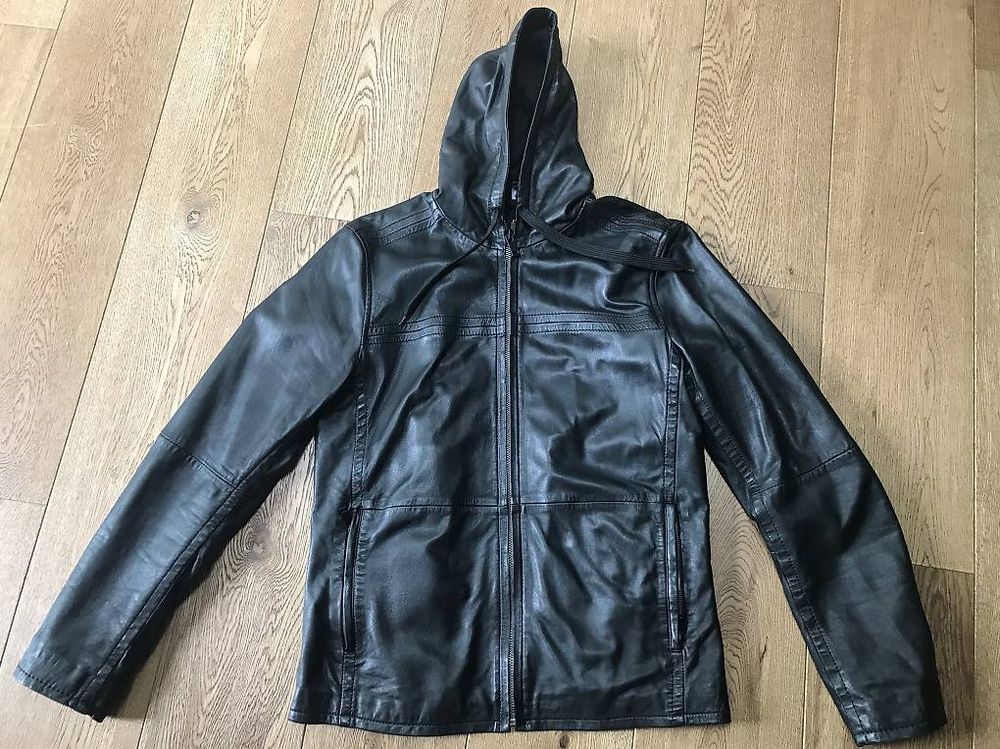 Herren Lederjacke mit Kapuze Freaky Nation, praktisch neu