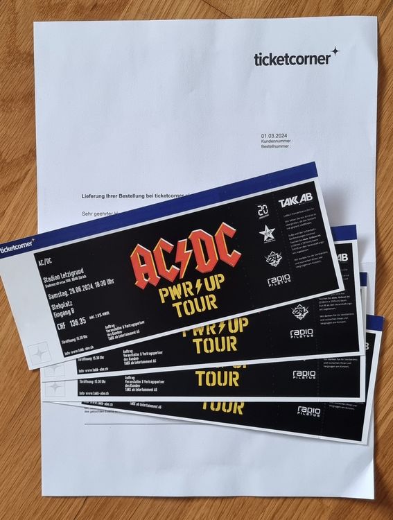 AC/DC - PWR UP TOUR | 4x Stehplatz Tickets | Zürich 29.06.24 (Neu ...