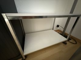 Rollwagen mit 2 Ablagen Metall Weiss