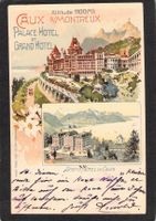 ^Litho Caux s/Montreux Palace Hotel et Grand Hotel, gel.1907