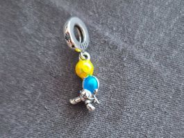 Silber Charm Astronaut und Mond +Garantie