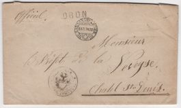 Officiel BoM mit Bahnpost von ORON nach CHATEL ST. DENIS