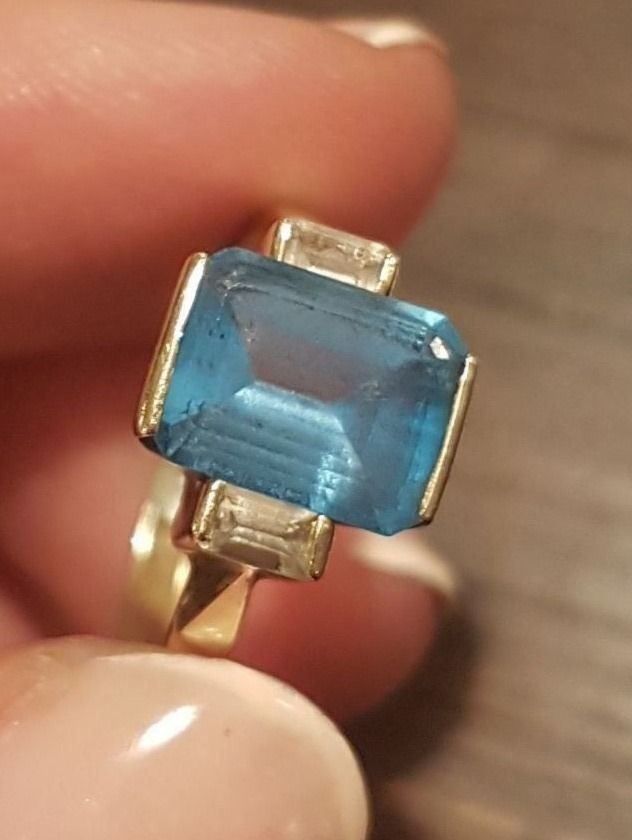 Bagues: Eleganter Ring mit blauem Stein – Neuf (Voir description) à Unterägeri par Altgoldschmuck 8