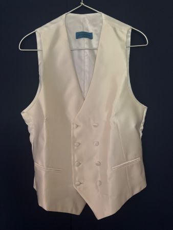 Herren Gilet mit Krawatte Seide Ivory Gr. 42