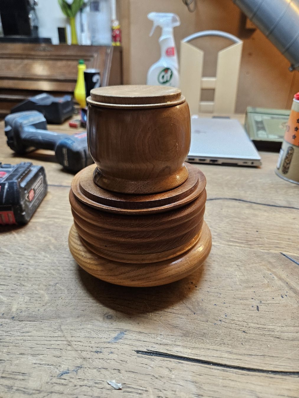Pentole: 3er Set Holzgefässe mit Deckel (V) – Usato da Rorschach venduto da TimelessTrading 2