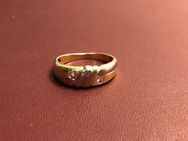 Damenring mit Diamanten aus 18 Karat bicolor Gold Au 750