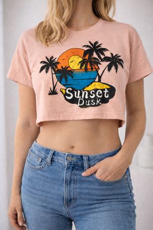 CROP TOP ROSE IMPRIMÉ SUNSET DUSK