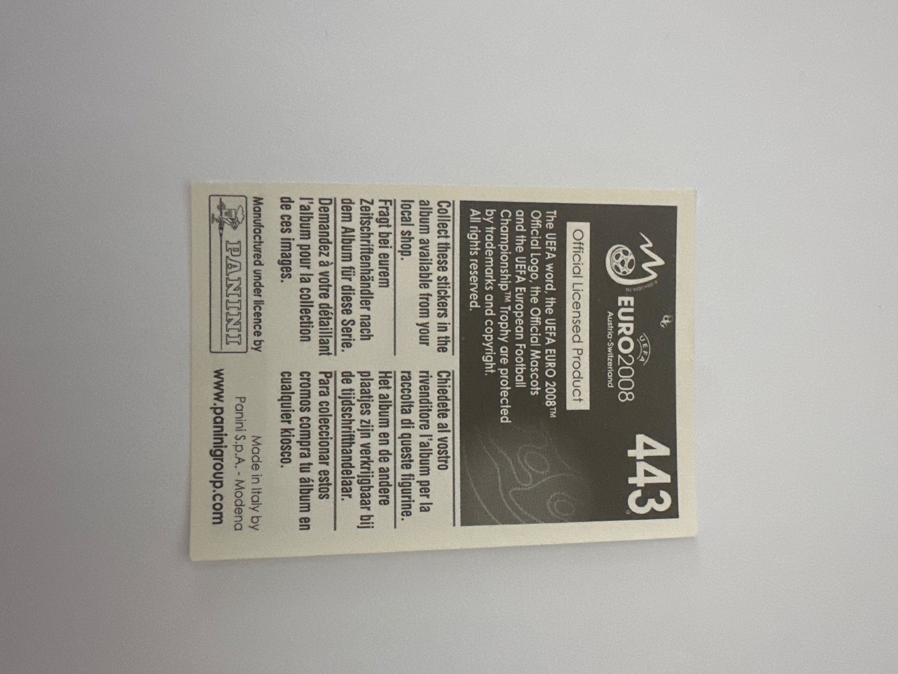 Panini Cartes à collectionner: Panini UEFA EM 2008 Sticker - Nr. 443 – D'occasion à Sulz AG par DealWerk 1