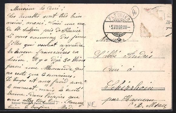 Cartes postales: St-Sulpice /NE, Le Pensionnat Catholicue – D'occasion à Berlin par bartko-reher 1