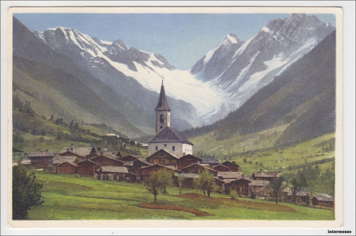 Cartoline postali: Kippel VS // Lötschental // ca. 1940 Talkirche in Kippel – Usato da Basel venduto da intermezzo12